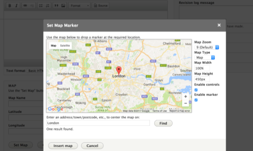 Drupal Google Map Field Screenshot